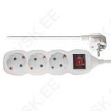 Kolme pesaga pikendusjuhe 3m 1,5mm2 lülitiga