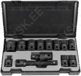 13-os. 1/2" löökpadrunite kompl. 10-22mm +pikendus. kardaan jbm*