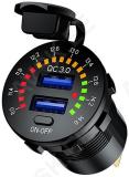VOLTMEETER + 2XUSB LAADIJA 3.0A 12V LÜLITIGA. SÜVISTATAV CARMOTION