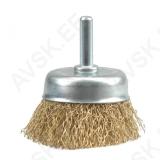 Cup Brush W. Shaft 75mm, Crimped Wire