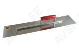 Floor smoother 600 × 130 × 0,71 mm, stainless steel, with long aluminium support and wooden handle