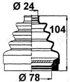 Veovõlli tolmukate 24 x 78 x 104