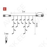PROFI-CONN ICICLE 50LED 3M-BLACK IP44 WW