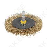 Brass Wire Wheel Brush Ø75x7, Hexagon shank A/F 6.35 mm (¼")