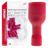 Juhtmeotsik lapik punane 6.6mm 0.5-1.5mm2 10A kaetud 10tk