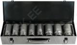 8-os. 3/4" pikad löökpadrunid 6-kant profiil. metallkohver. 24-38mm jbm*