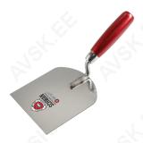 Plastering trowel, stainless steel, rounded back edge, 140 × 120 mm