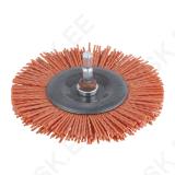 Nylon wheel brush 100mm, hexagon shank 1/4" (6,35 mm), red = aggressive