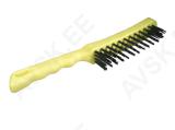 Hand Scratch Brush 270/130 straight stainless steel wire 0,35 T23 plastic body yellow / 2 rows