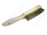 Hand Scratch Brush 295/145 straight brass coated steel wire 0,35 T25 wooden body / 4 rows