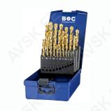 HSS-TiN DIN 338 titanium type N in BC-Metal-Box25-pcs. 1,0 - 13,0 x 0,5 mm inc. / MT 13