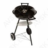 Kettle barbecue firebowl, steel, double enamel, dia. 42 cm, height 72 cm, wheels, bottom shelf, air flow control, grid of chrome plated steel