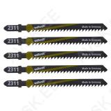HCS Jigsaw Blades 5 pcs, T-shank, wood, fast rough cut