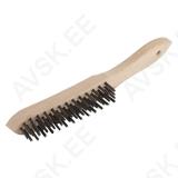 Steel Wire Hand Brush, 4 Rows Smooth 280mm Wooden handle