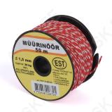 Twisted Polypropylene Mason's Line Ø 1.5mm, 50m, Red/White